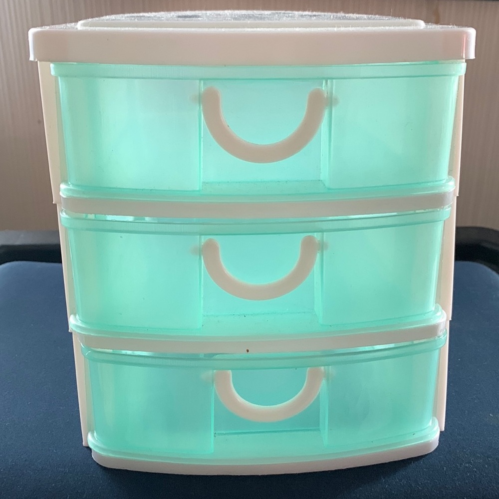 Turquoise three drawer storage